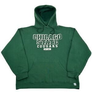 Vintage y2k Men's Russell Athletic Chicago State Cougars green hoodie sweatshirt